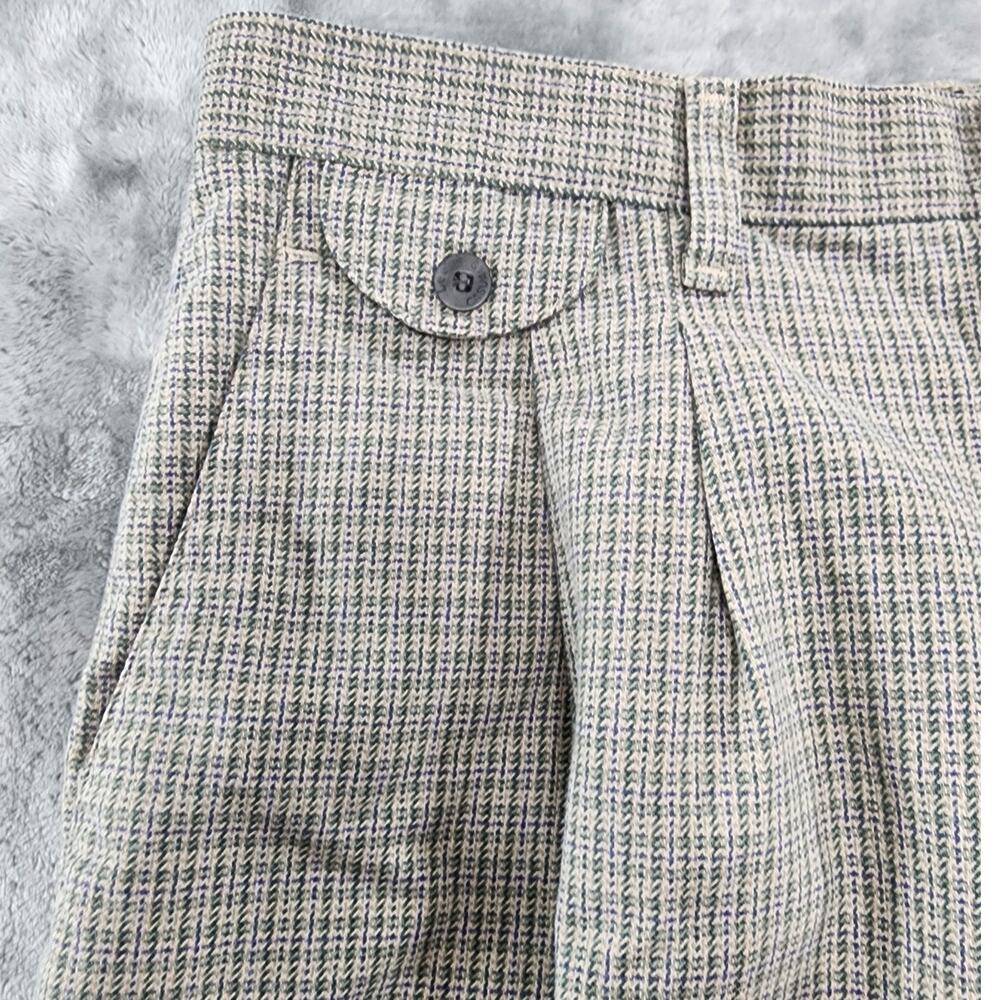 Vintage Lee Casuals Pants Womens 14* Gray Plaid High Rise Pleated Tapered Preppy - Picture 3 of 14